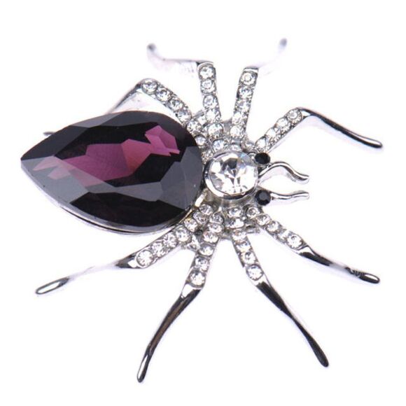 CRYSTAL SPIDER BROOCH   - Picture 2 of 2